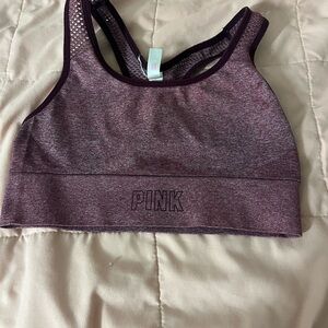 PINK Victoria's Secret Maroon Heathered Sports Bra